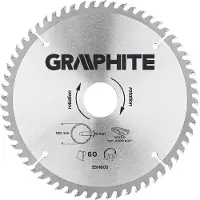 Graphite Lame de scie circulaire Widia 180 x 30 mm, 60 dents pour la coupe de bois et de matériaux dérivés du bois comme le contreplaqué, les panneaux de particules, le MDF.