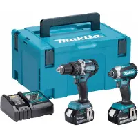 Makita DLX 2180 TJ Kit combiné perceuse-visseuse à percussion sans fil DHP 484 + DTD 153 + 2x batterie 5,0 Ah + chargeur + Makpac