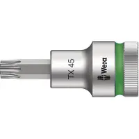 Wera 8767 C HF TORX Embouts à douille TORX HF Zyklop à emmanchement 1/2" avec fonction de retenue, TX 55 x 140 mm