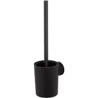 Tiger Tune - Brosse de toilettes avec support - Pas de perçage - Bande autocollante 3M - Métal brossé noir / Noir - Noir canon de fusil