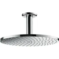 Hansgrohe Douche de plafond Raindance S de , modèle 240, avec un jet PowderRain, raccordement au plafond, finition chromée