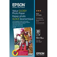 Epson Value - Brillant - 100 x 150 mm - 183 g/m² - 20 feuille(s) papier photo - pour L382, L386, L486; Expression Home HD XP-15000; Expression Premium XP-900