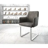 DELIFE Cantilever Greg-Flex microvelours anthracite vintage pied cantilever plat acier inoxydable brossé ressorts ensachés