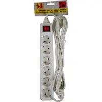GereedschapXXL Socket White 5m, avec interrupteur et mise à la terre. 6 connexions