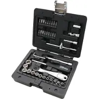 Beta BW 903E/C42, Coffret de douilles à cliquet, 1 pièce, Noir, Poignée à cliquet, Poignée en T, 1/4"