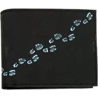 OXMOX porte-monnaie New Cryptan Querscheinbörse Footsteps Print Cyan Black noir