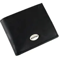 OXMOX Cuir porte-monnaie Leather Querscheinbörse Pure Metal Round Black noir