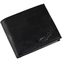 OXMOX Cuir porte-monnaie Leather Querscheinbörse Lizard Embossed Black noir
