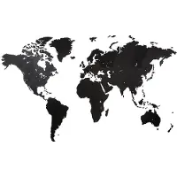 MiMi Innovations Carte du monde géante en bois - Décoration murale - Sticker mural - 280x170 cm/110.2x66.9 inch - Noir