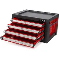 HBM Armoire à outils à 4 tiroirs - ROUGE