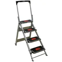Altrex Safety Escabeau Step 4 - Simple - Aluminium - 4 Marches - Avec Barre D'appui - Hauteur De Travail Max. 2,9 M