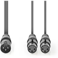 Nedis OnStage series - Répartiteur audio - XLR3 mâle verrouillé pour XLR3 femelle verrouillé - 1.5 m - gris foncé