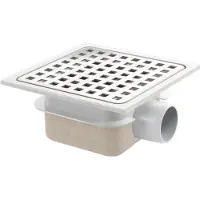 Van den berg Fosse de drainage | Boîtier de puits en ABS | Grille en acier inoxydable | 150 x 150 mm | Incl. Connexion