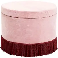 Nordal Pouf en velours côtelé avec couvercle - rose / bordeaux