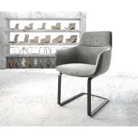 DELIFE Cantilever Pejo-Flex velours gris pied cantilever plat noir ressorts ensachés