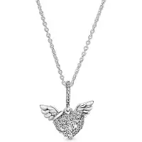 Pandora Collier Coeur et Ailes, (Argent 925, 45 cm)