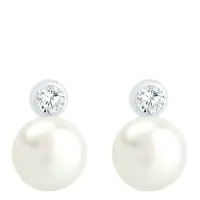 Elli Boucles d'oreilles argent / blanc perle