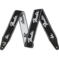 Fender WeighLess 2" Running Logo Guitar Strap Black/White