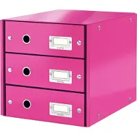 Leitz Module à 3 tiroirs Click + Store , en carton, rose