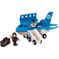 BRIO avion bleu 33306 - Bois - Escalier extérieur magnétique - deux passagers, valise et escalier extérieur - dès 3 ans
