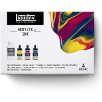 LIQUITEX Encre acrylique professionnelle 30 ml (1 oz) Technique de coulage Couleurs primaires Lot de 4