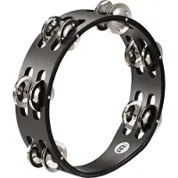 Meinl Percussion Tambourin Compact à 2 Rangées de Cymbalettes en Acier CTA2SBK