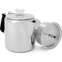 GSI Stainless Steel Silicone Glacier Coffee Percolator With Handle 6 Cup Clair