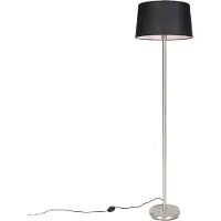 QAZQA Lampadaire moderne en acier avec abat-jour noir 45 cm - Simplo