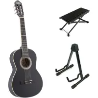 Lapaz C30BK guitare classique format 3/4 noire + stand + repose-pied