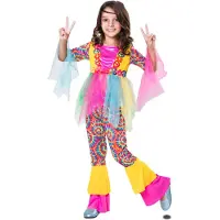MOM Hippie Girl Costume Rose 10-12 Years Enfants