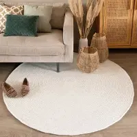 NATURL. Tapis en laine rond | Wise Blanc No. 001 | Ø 150cm | Blanc | Rond | Tapis