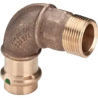 Viega Coude Sanpress 3/4"-22 mm90 degrés, en bronze, manchon/embout rond SC (Raccord à sertir)