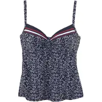 LASCANA Haut de tankini bleu marine / canneberge / blanc
