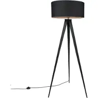 QAZQA Lampadaire moderne noir avec abat-jour noir - Ilse