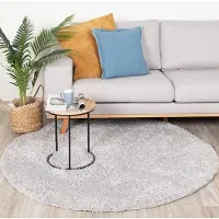 NATURL. Tapis rond à poils longs - Lofty Gris Clair | Ø 200 cm | Rond | Pile haute