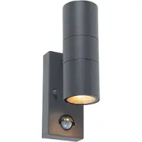QAZQA Applique murale extérieure anthracite avec détecteur de mouvement 2 lumières IP44 - Duo