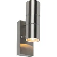 QAZQA Applique murale d'extérieur en acier 2 lumières IP44 avec capteur crépusculaire - Duo
