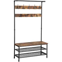 O'daddy kapstok staand - kapstok met schoenenrek - 23 haken 2 laags schoenenrek 10 paar - garderoberek - 100 x 41,5 x 182 cm - bruin