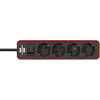Brennenstuhl 1153240070 Prise multiple Ecolor, 4x, rouge/noir