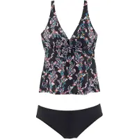 Petite fleur Tankini mélange de couleurs / noir