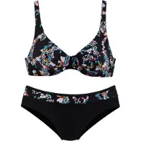 Petite fleur Bikini mélange de couleurs / noir