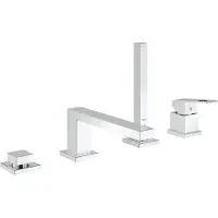GROHE Eurocube combiné de bain 4 trous à une main, saillie 220mm, avec ensemble de douche, montage sur bord de baignoire, 19897001