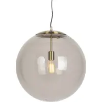 QAZQA Lampe suspendue moderne en laiton avec verre fumé 50 cm - Ball