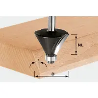 Festool Fraise à chanfreiner HW, queue de 8 mm, HW S8, D25,7/25,7/15° | 491132