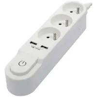 Chacon Bloc Multiprise + Usb 1.5 M Blanc (47312)