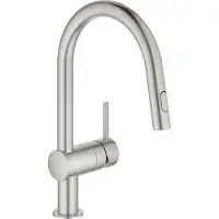 GROHE Minta Mitigeur monocommandé pour évier, portée 223mm, bec en C, extractible, Easy Docking, pivotant, double douchette d'évier, 32321DC2