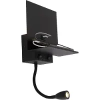 QAZQA Applique murale moderne noire avec USB et bras flexible - Flero