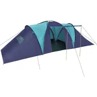 vidaXL Tente de camping en toile 9 personnes bleu foncé et bleu