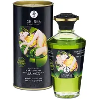 Shunga - huile de massage chauffante - thé vert (100ml)