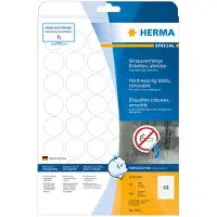 Herma Étiquettes en film 4571, autocollantes, amovibles, résistantes aux intempéries, imprimables, Ø 30 mm, blanches, 960 pièces/20 feuilles